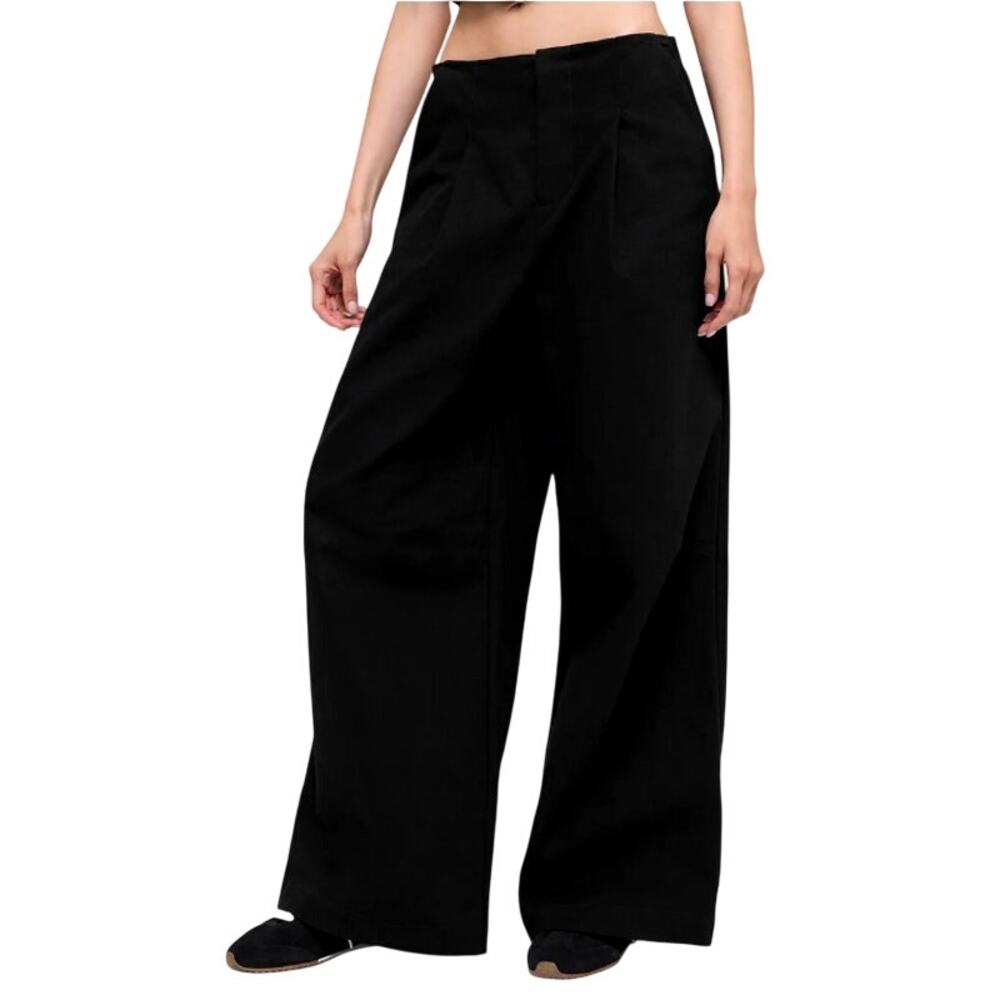Alo Yoga Women's Black High Waist Main Character Wide Leg Trouser Size XS